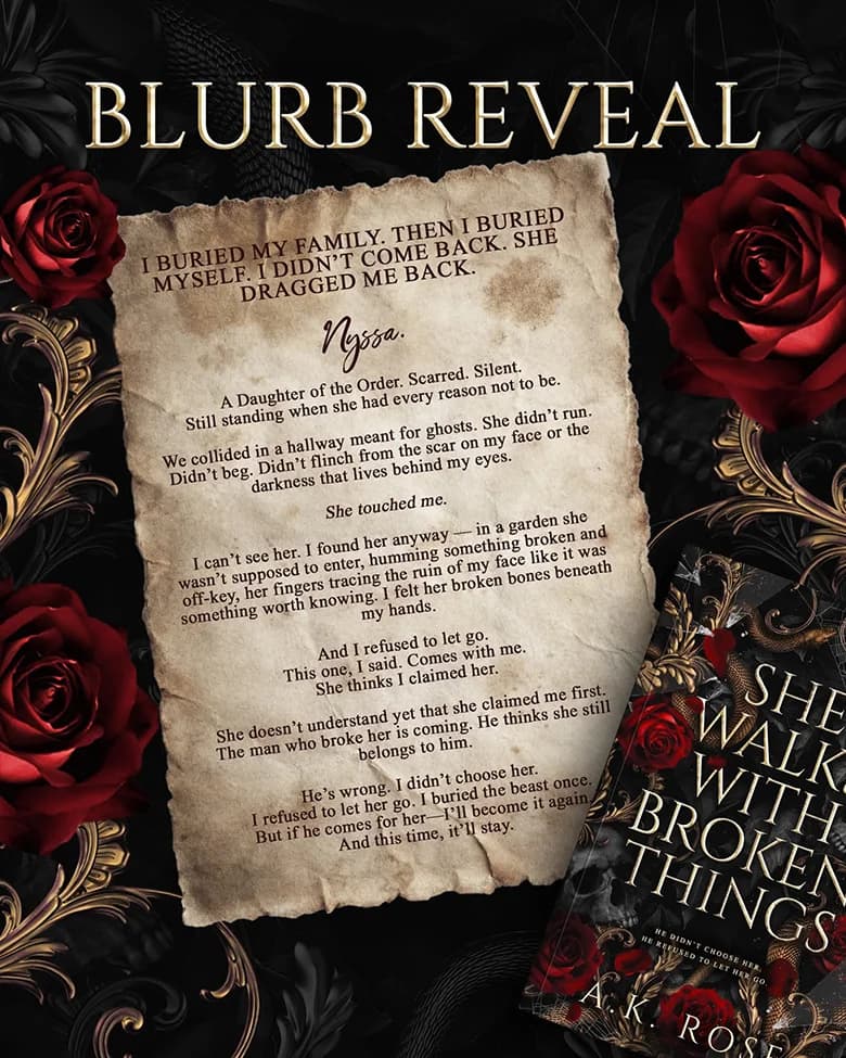 Blurb reveal for She Walks with Broken Things by A.K. Rose