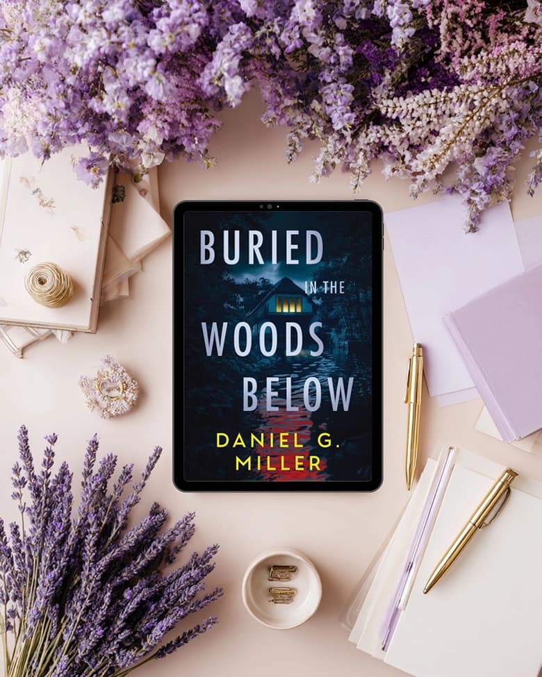 Buried in the Woods Below by Daniel G. Miller on an e-reader